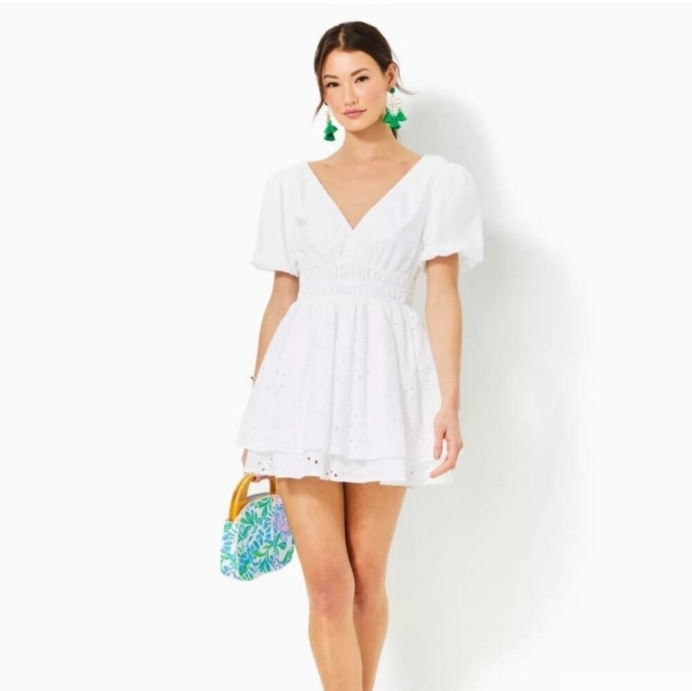 Lilly Pulitzer Axelle Eyelet White Romper Size 10 NWT